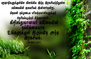 கிறிஸ்துவானவர் மகிமையின் நம்பிக்கையாக உங்களுக்குள் இருக்கிறார்